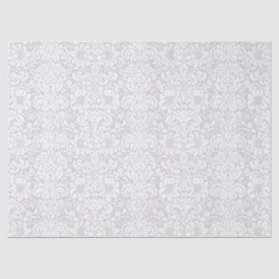 Elegant White Floral Damascus over grijze achtergr Tissuepapier