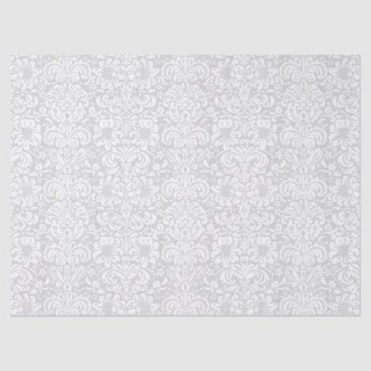 Elegant White Floral Damascus over grijze achtergr Tissuepapier (Voorkant)