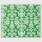 Elegant White Floral Damasgroen achtergrondpakket Cadeaupapier (Vlak)