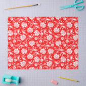 Elegant White Floral Damasover Red Background Tissuepapier (Craft)