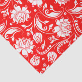 Elegant White Floral Damasover Red Background Tissuepapier (Detail)