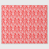 Elegant White Floral Damasrode achtergrond Cadeaupapier (Vlak)