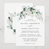 Elegant White Floral Dusty Blue Greenery Wedding Kaart (Voorkant / Achterkant)