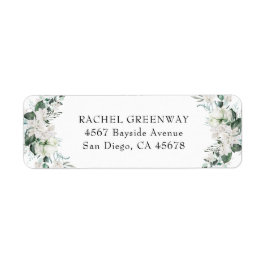 Elegant White Floral Dusty Blue Sage Green Wedding Etiket