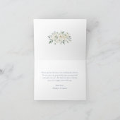 Elegant White Floral Dusty Blue Wedding Crest Bedankkaart (Binnen)
