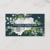 Elegant White Floral & Eucalyptus Funeral Director Visitekaartje (Voorkant)