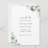 Elegant White Floral Eucalyptus Greenery Wedding Save The Date (Achterkant)