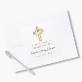 Elegant White Floral First Community Vierkante Sticker