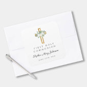 Elegant White Floral First Community Vierkante Sticker