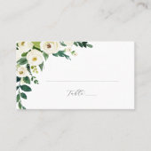 Elegant White Floral Flat Wedding Place Card Plaatskaartje (Voorkant)