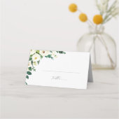 Elegant White Floral Folded Wedding Plaatskaartje (Voorkant)
