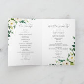 Elegant White Floral Folded Wedding Programme Programma (Binnen)