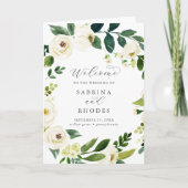 Elegant White Floral Folded Wedding Programme Programma (Voorkant)