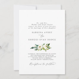 Elegant White Floral Formal Wedding Kaart
