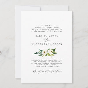 Elegant White Floral Formal Wedding Kaart