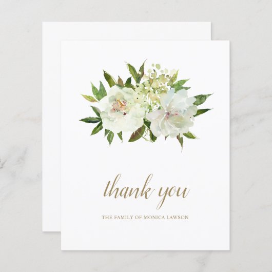 Elegant White Floral Funeral Budget Hartelijk dank (Voorkant / Achterkant)