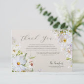 Elegant White Floral Funeral Thank You Card Bedankkaart (Staand voorkant)