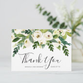 Elegant White Floral Girl Non Photo Afstuderen Bedankkaart (Staand voorkant)