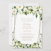 Elegant White Floral & Gold Beide ouders bruiloft  Kaart (Voorkant)