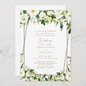 Elegant White Floral & Gold Beide ouders bruiloft  Kaart (Voorkant / Achterkant)