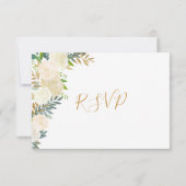 Elegant White Floral gold bruiloft rsvp (Achterkant)