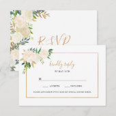 Elegant White Floral gold bruiloft rsvp (Voorkant / Achterkant)