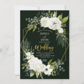 Elegant White Floral Gold Lijst Wedding Kaart (Voorkant)