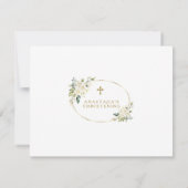Elegant White Floral Gold Photo Girl Christening Bedankkaart (Achterkant)