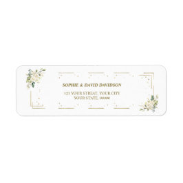 Elegant White Floral Gold Return Address Label