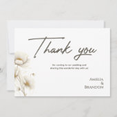 Elegant White Floral & Gold Wedding Bedankkaart (Voorkant)