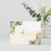 Elegant White Floral Gold Wedding RSVP Briefkaart (Staand voorkant)