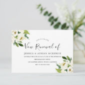 Elegant White Floral Green Leaf Vow Renewal Invite RSVP Kaartje (Staand voorkant)