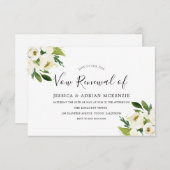 Elegant White Floral Green Leaf Vow Renewal Invite RSVP Kaartje (Voorkant / Achterkant)