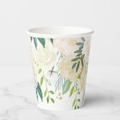 Elegant White Floral Greenery and gold Papieren Bekers (Achterkant)
