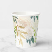 Elegant White Floral Greenery and gold Papieren Bekers (Links)
