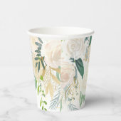 Elegant White Floral Greenery and gold Papieren Bekers (Rechts)