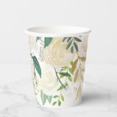 Elegant White Floral Greenery and gold Papieren Bekers (Voorkant)