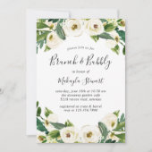Elegant White Floral Greenery Brunch en Bubble Kaart (Voorkant)
