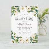 Elegant White Floral Greenery Brunch en Bubble Kaart (Staand voorkant)