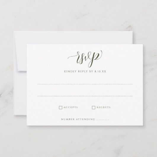 Elegant White Floral Greenery Foliage Wedding RSVP Kaartje (Voorkant)