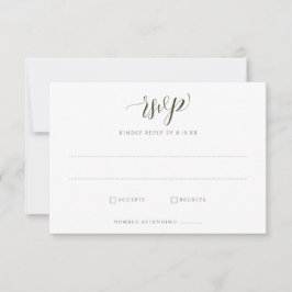 Elegant White Floral Greenery Foliage Wedding RSVP Kaartje
