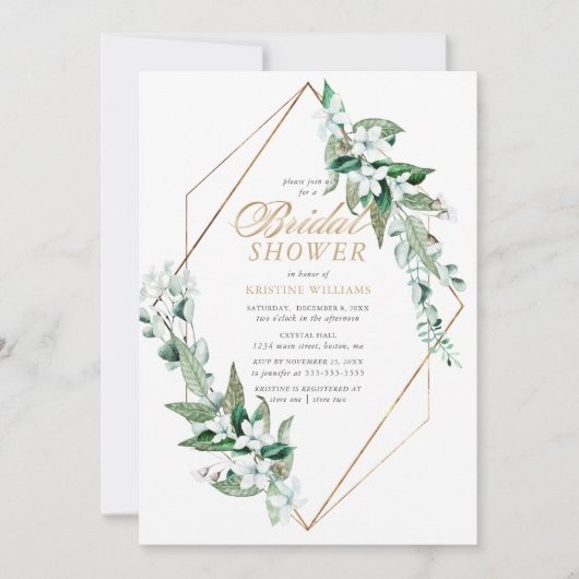 Elegant White Floral Greenery Gold Vrijgezellenfee Kaart (Voorkant)