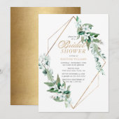 Elegant White Floral Greenery Gold Vrijgezellenfee Kaart (Voorkant / Achterkant)