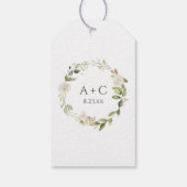 Elegant White Floral Greenery Wedding Favor Cadeaulabel (Achterkant)