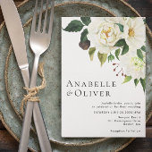 Elegant White Floral Greenery Wedding Invitation Kaart