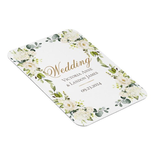 Elegant White Floral Greenery Wedding Magneet (Rechterzijde)