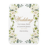 Elegant White Floral Greenery Wedding Magneet (Verticaal)