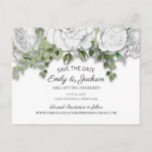 Elegant White Floral Greenery Wedding Save Date Briefkaart (Voorkant)