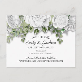 Elegant White Floral Greenery Wedding Save Date Briefkaart