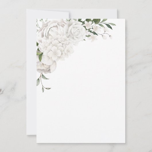 Elegant White Floral Grey Border Wedding Kaart (Achterkant)